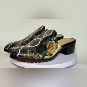 Crown Vintage Black and Gold Mules with Low Block Heel